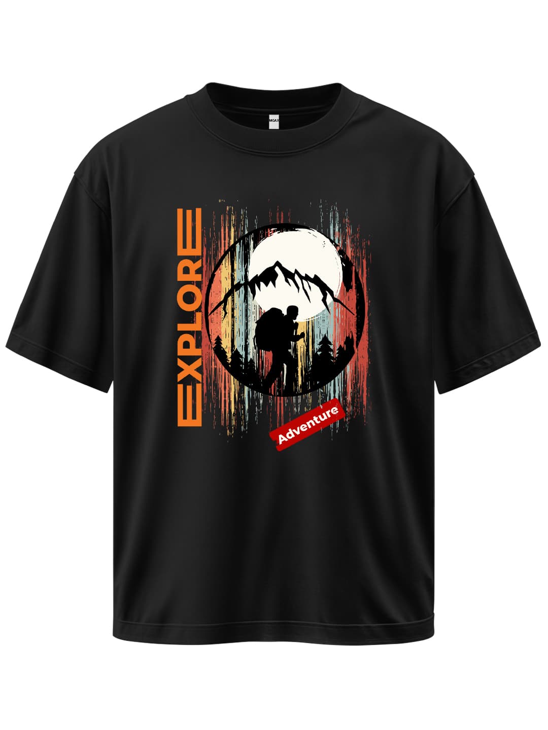 Oversize Explore Adventure Baskılı Tasarım Tişört 1