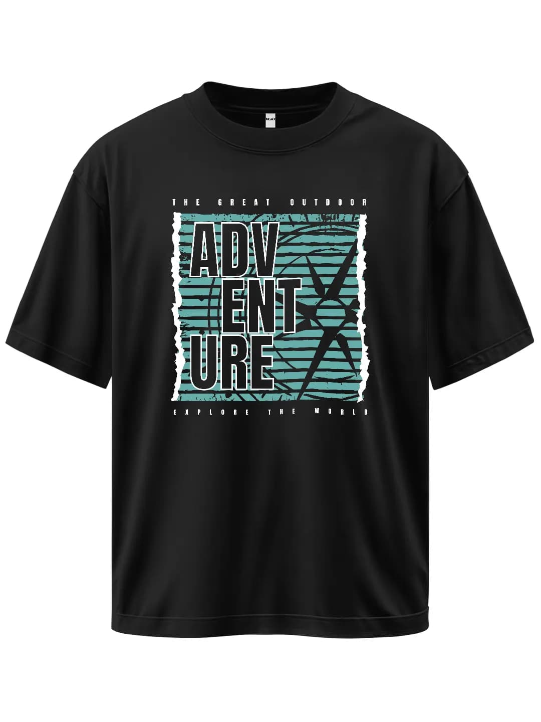 Oversize Adventure Explore The World Baskılı Tasarım Tişört 1