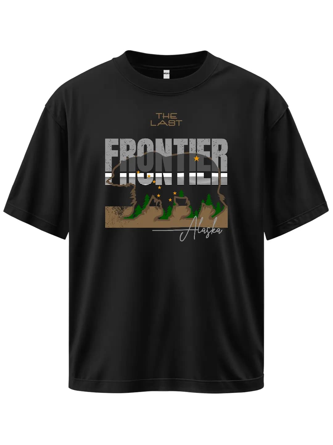 Oversize The Last Fronteir Baskılı Tasarım Tişört 1