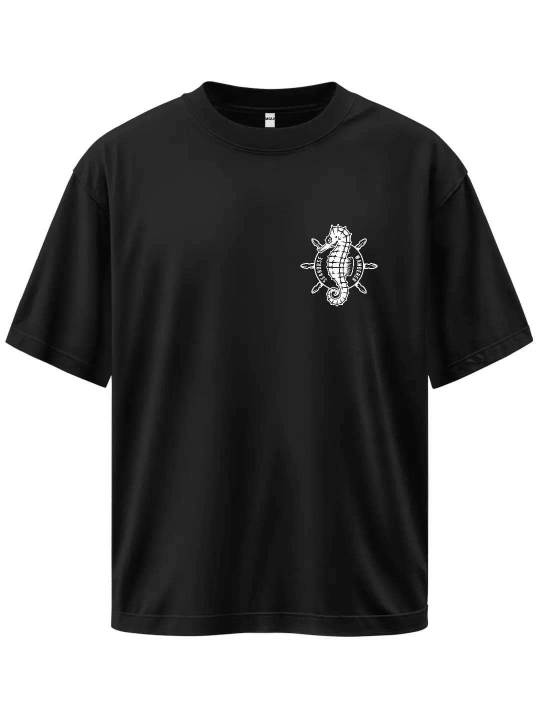 Oversize Seahorse Emblem Printed Design T-Shirt 1