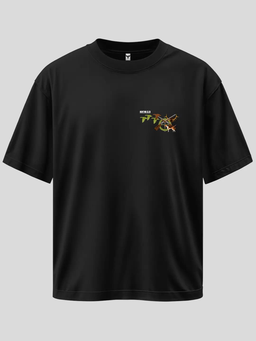 Oversize Hunting Club Arma Baskılı Tasarım Tişört 1
