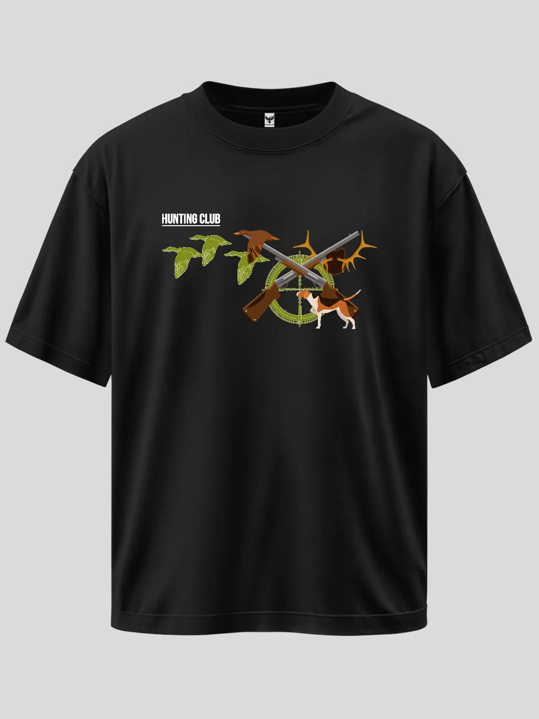 Oversize Hunting Club Baskılı Tasarım Tişört 1