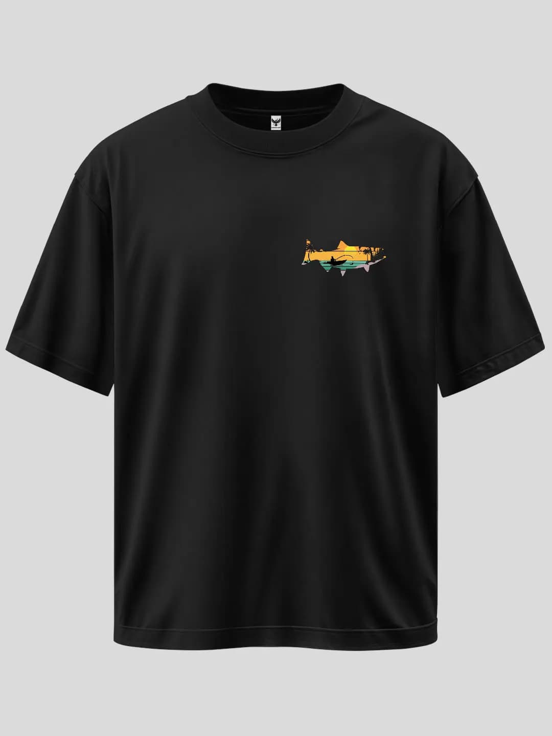 Oversize Balık Arma Baskılı Tasarım Tişört 1
