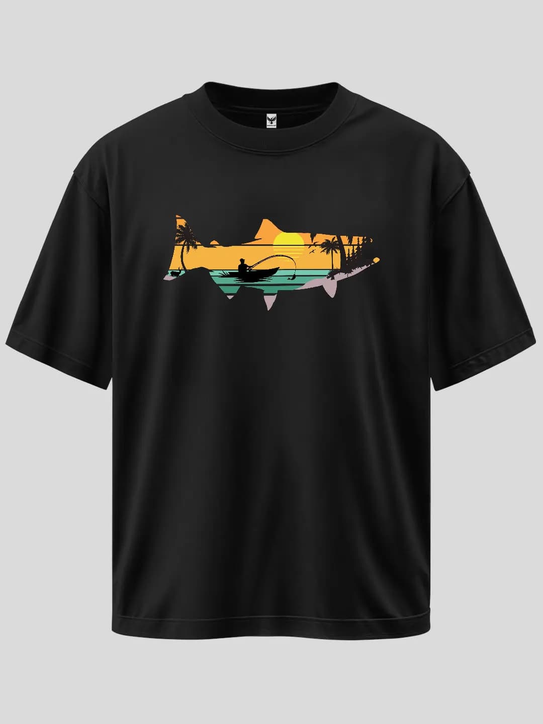 Oversize Fish Design Printed T-shirt 1