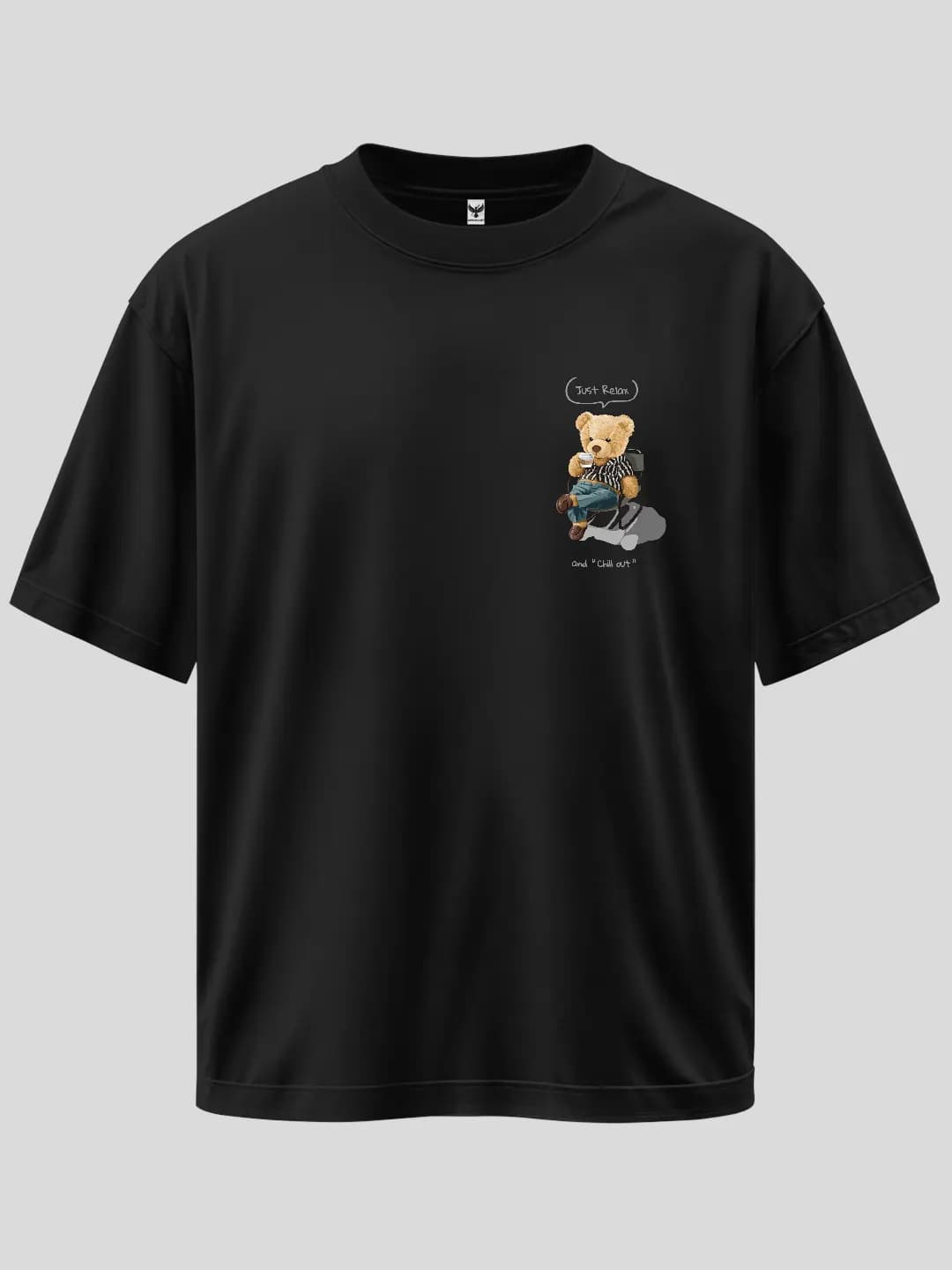 Just Relax Coffee Bear Arma Baskılı Oversize Tişört 1