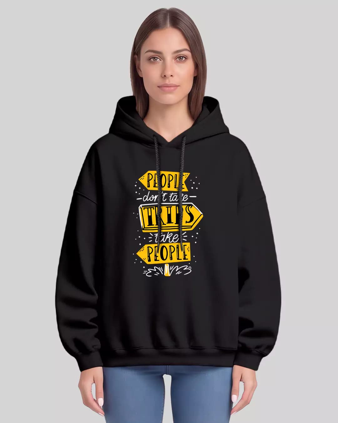 Trips Take People Baskılı Oversize Hoodie 1