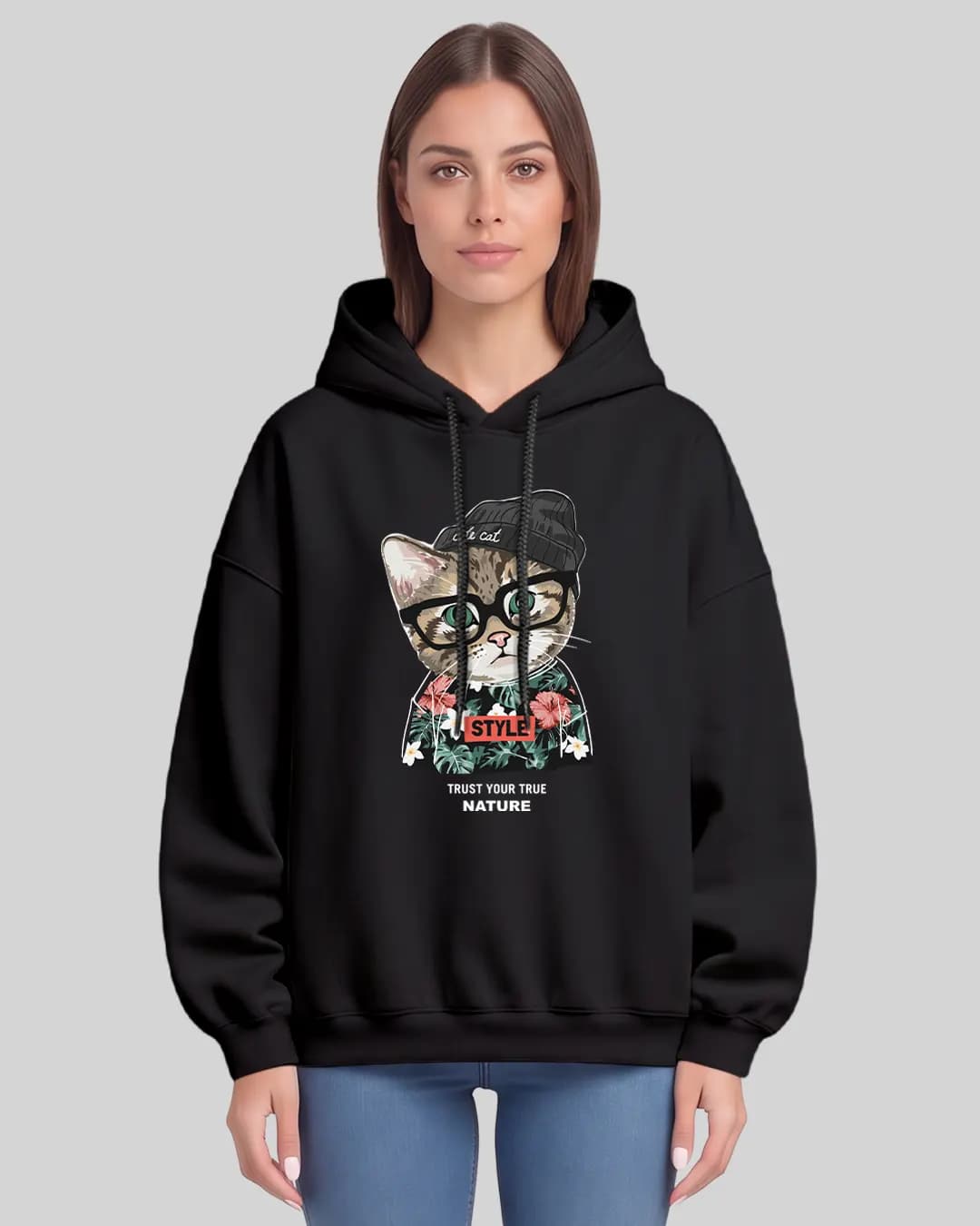 Trust Your True Nature Baskılı Oversize Hoodie 1