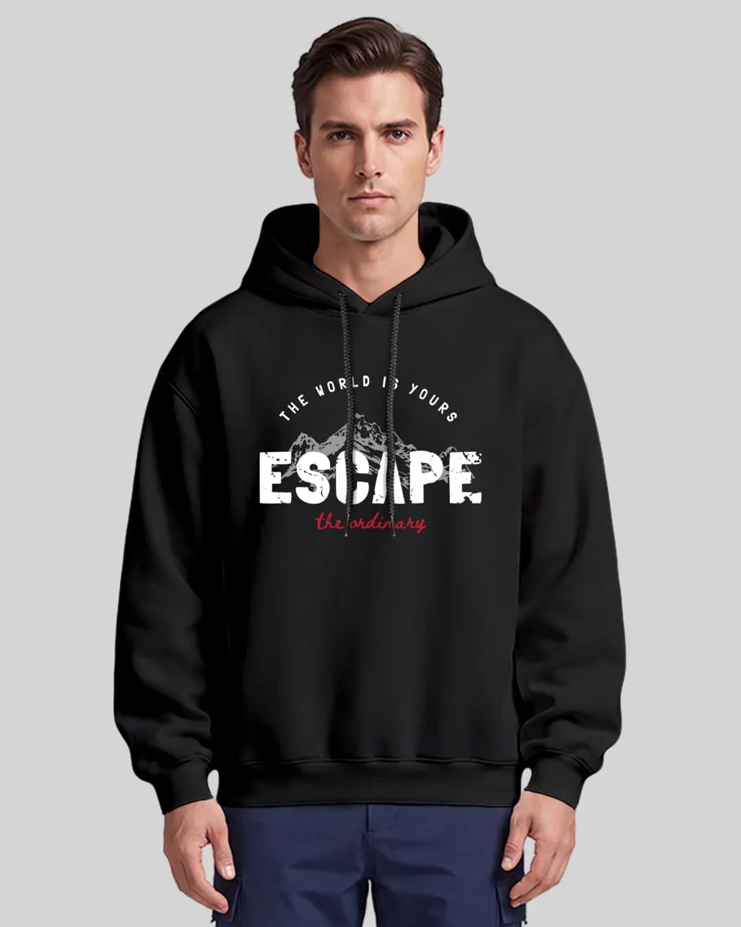 Escape The Ordinary Tasarımlı Oversize Baskılı Hoodie 1