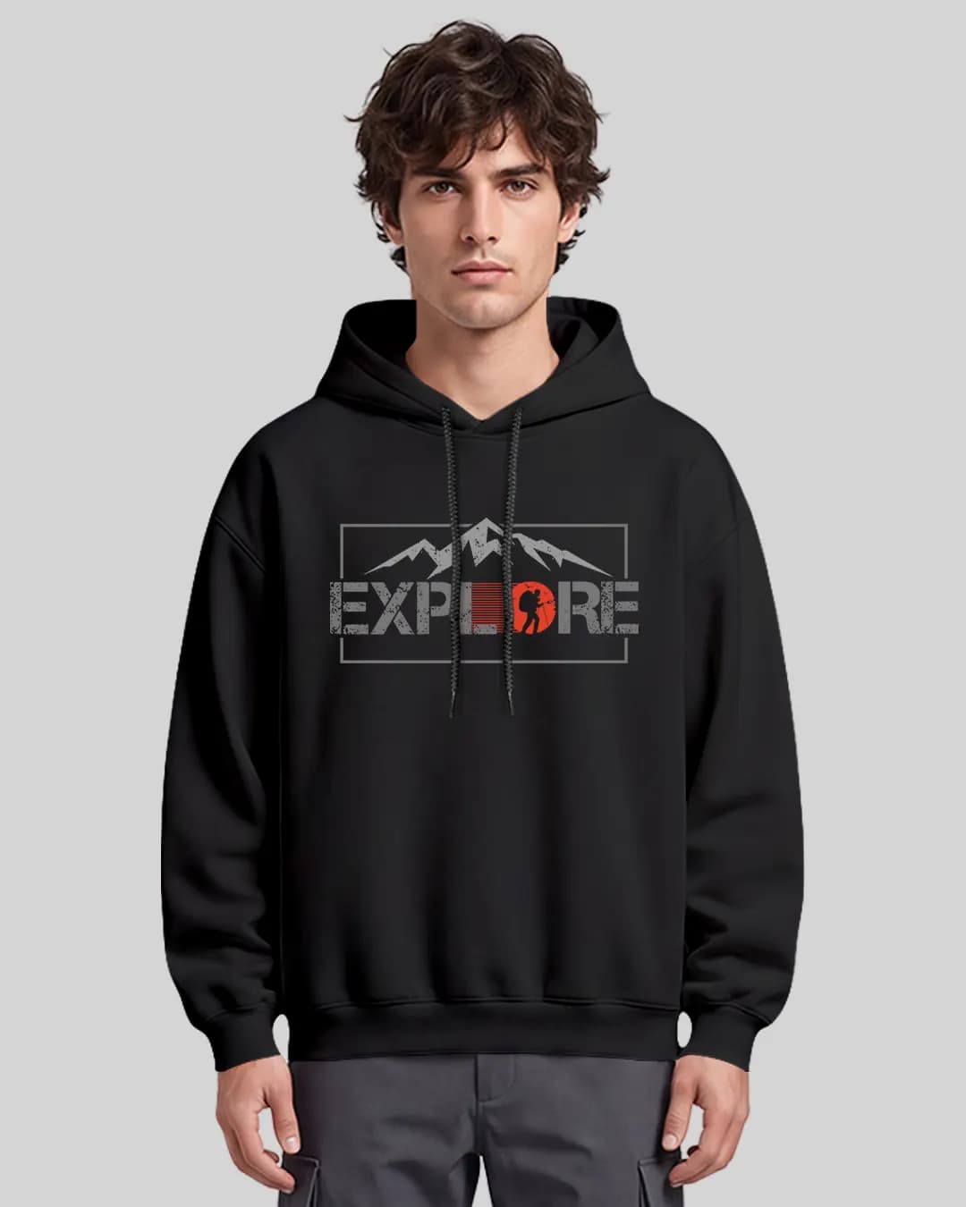 Explore Mountain Tasarımlı Oversize Boxy Fit Hoodie 1