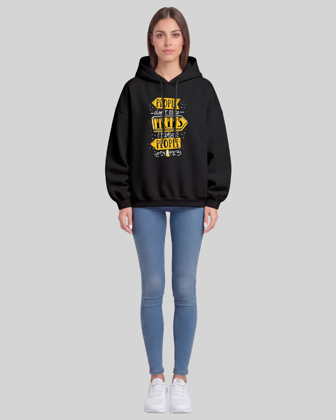 Trips Take People Tasarımlı Oversize Boxy Fit Hoodie 1