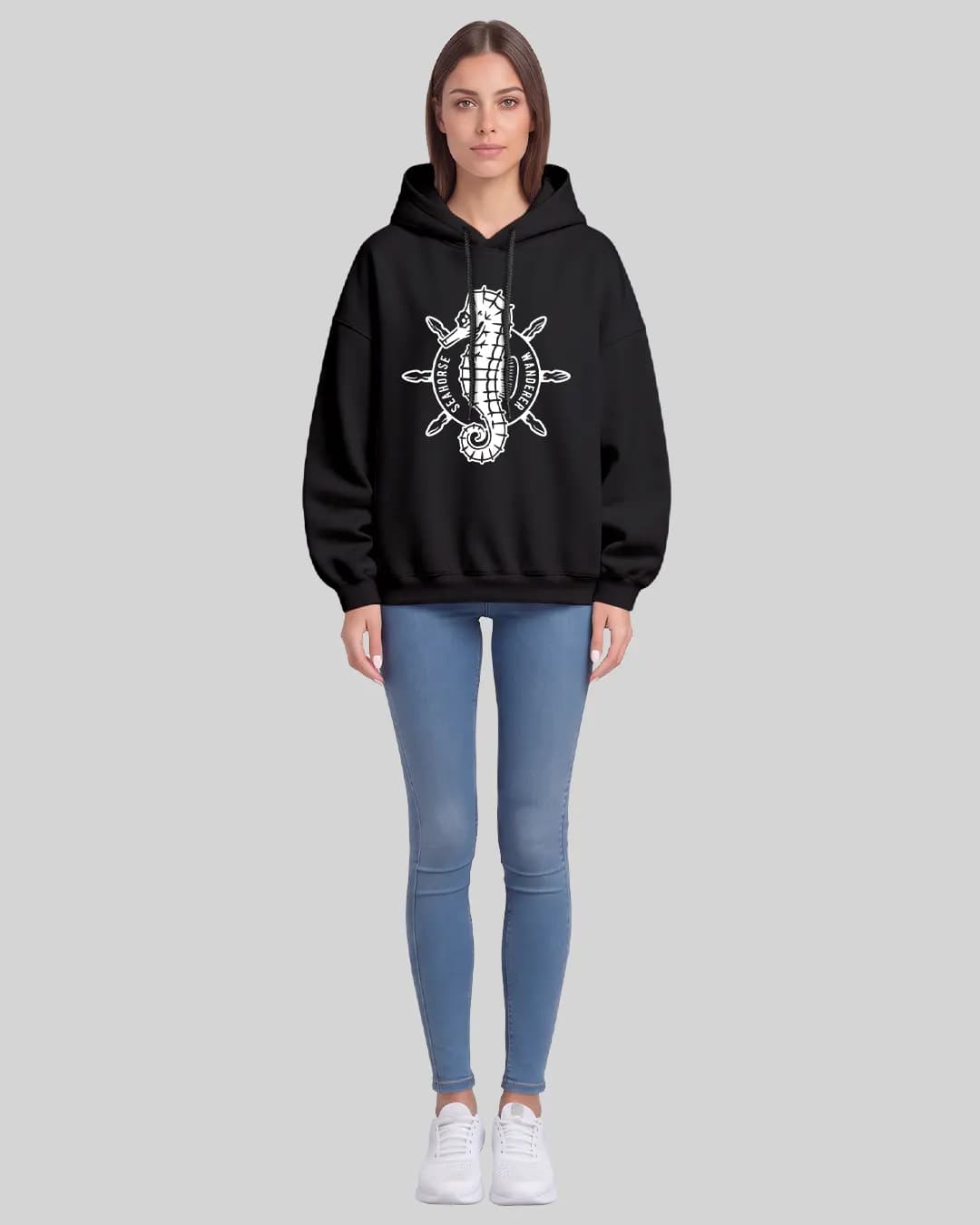 Denizatı Tasarımlı Oversize Boxy Fit Hoodie 1