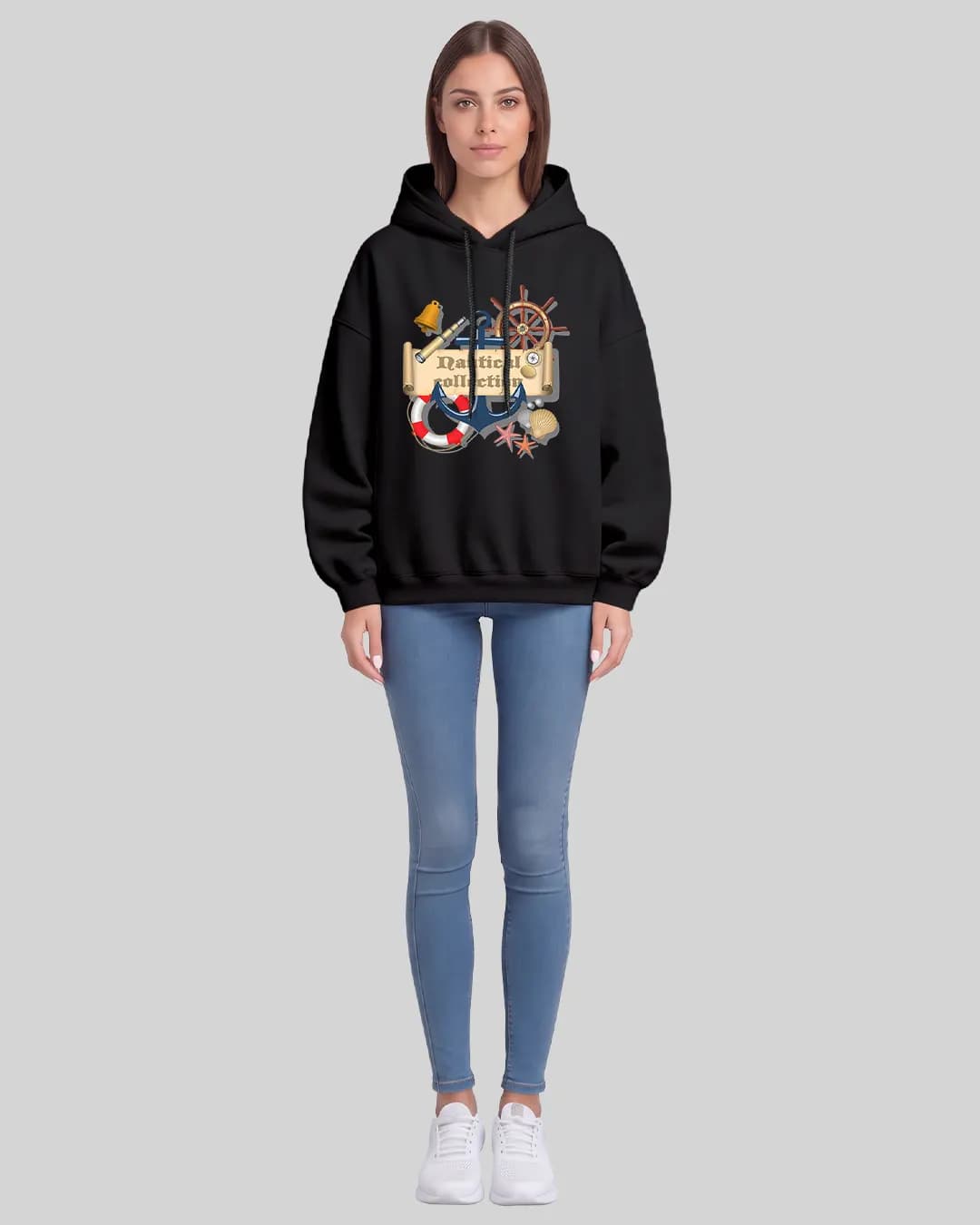 Nautical Collection Tasarımlı Oversize Boxy Fit Hoodie 1