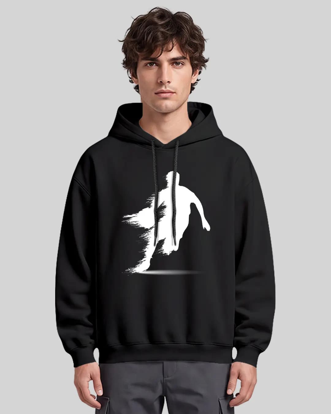 Basketball Silüet Oversize Boxy Fit Hoodie 1