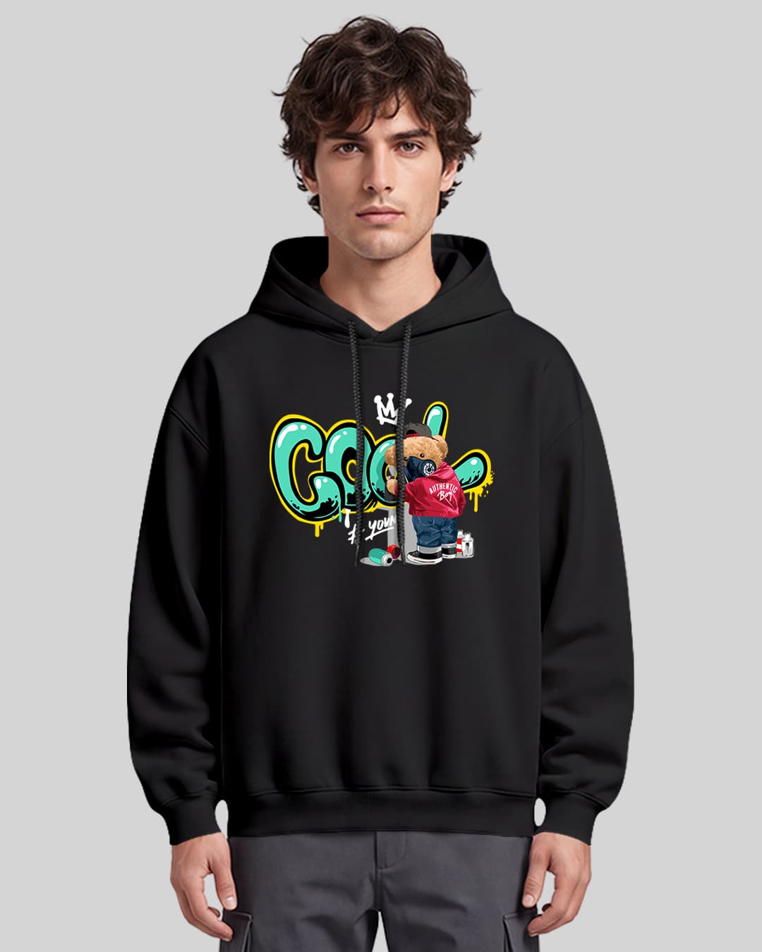 Cool Teddy Bear Oversize Boxy Fit Hoodie 1
